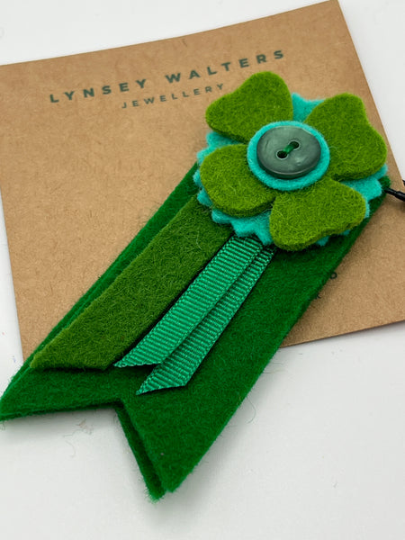 Medal Flower Brooch - Greens