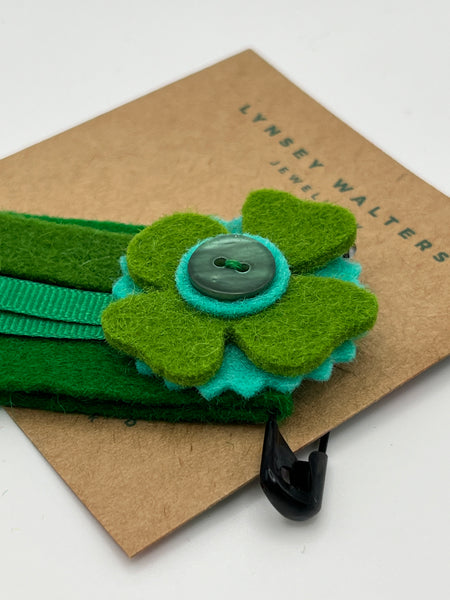 Medal Flower Brooch - Greens