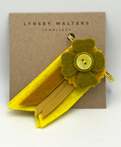 Medal Flower Brooch - Yellows