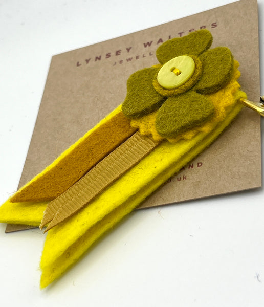 Medal Flower Brooch - Yellows