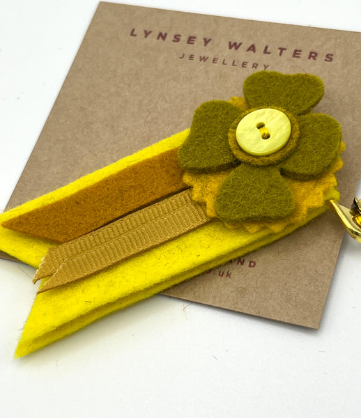 Medal Flower Brooch - Yellows