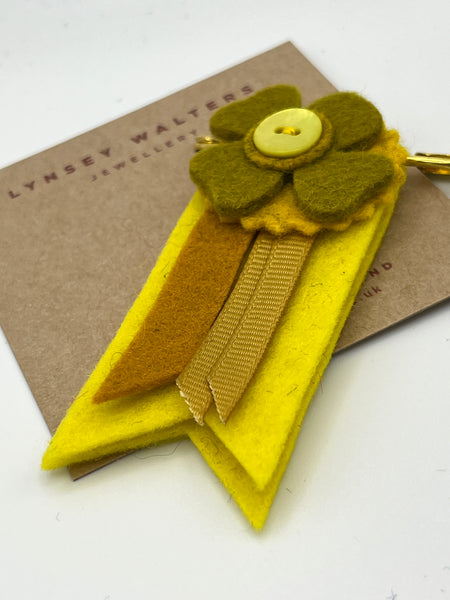 Medal Flower Brooch - Yellows