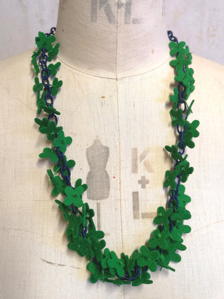 Long flower Confetti Necklace, Emerald