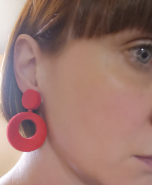 Retro hoop earrings - Bright Pink