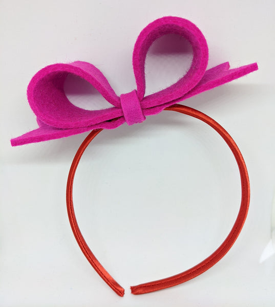 Bow Hairband - Neon Pink