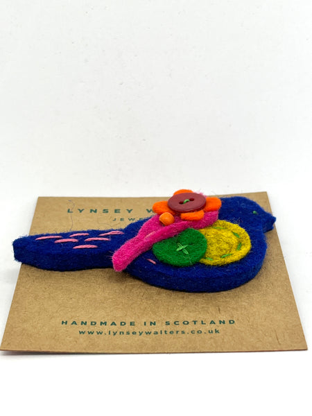 Pigeon Brooch - Cobalt & Bright