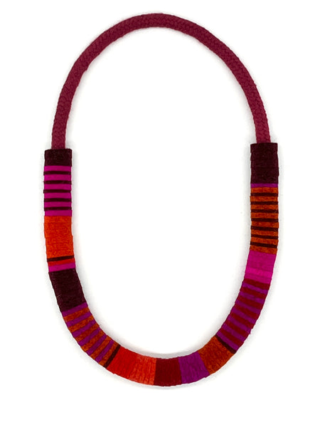 Chunky Colour blocks Necklace - Mullberry