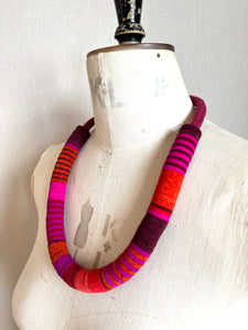 Chunky Colour blocks Necklace - Mullberry