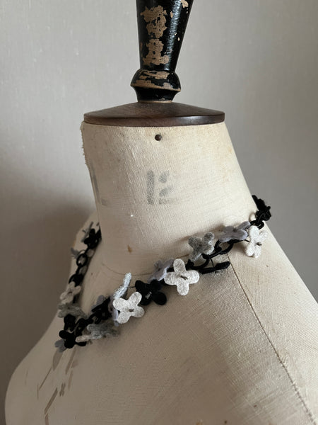 NEW Flower Confetti Necklace Black & Greys