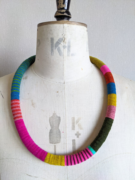 Velvet Edge Throw On Necklace, Multi colour