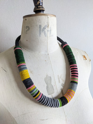 Chunky Colour blocks Necklace - Soft Multi with black