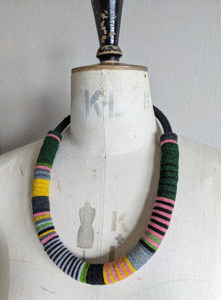 Chunky Colour blocks Necklace - Soft Multi with black