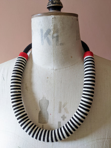 Chunky stripes Necklace - Black, White & Red