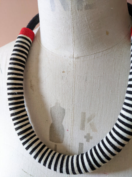 Chunky stripes Necklace - Black, White & Red