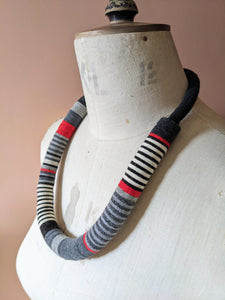 Chunky Colour blocks Necklace - Black, White & Red