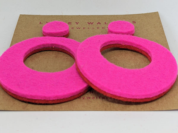 Retro hoop earrings Large - Pink