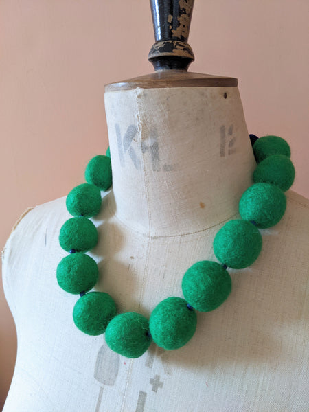 Merino Bead Necklace Emerald