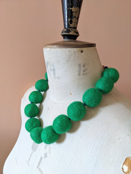Merino Bead Necklace Emerald